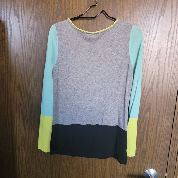 Vince Camuto Colorblock Sweater Lime Grey Navy Blue Mint Size Medium - Picture 6 of 10